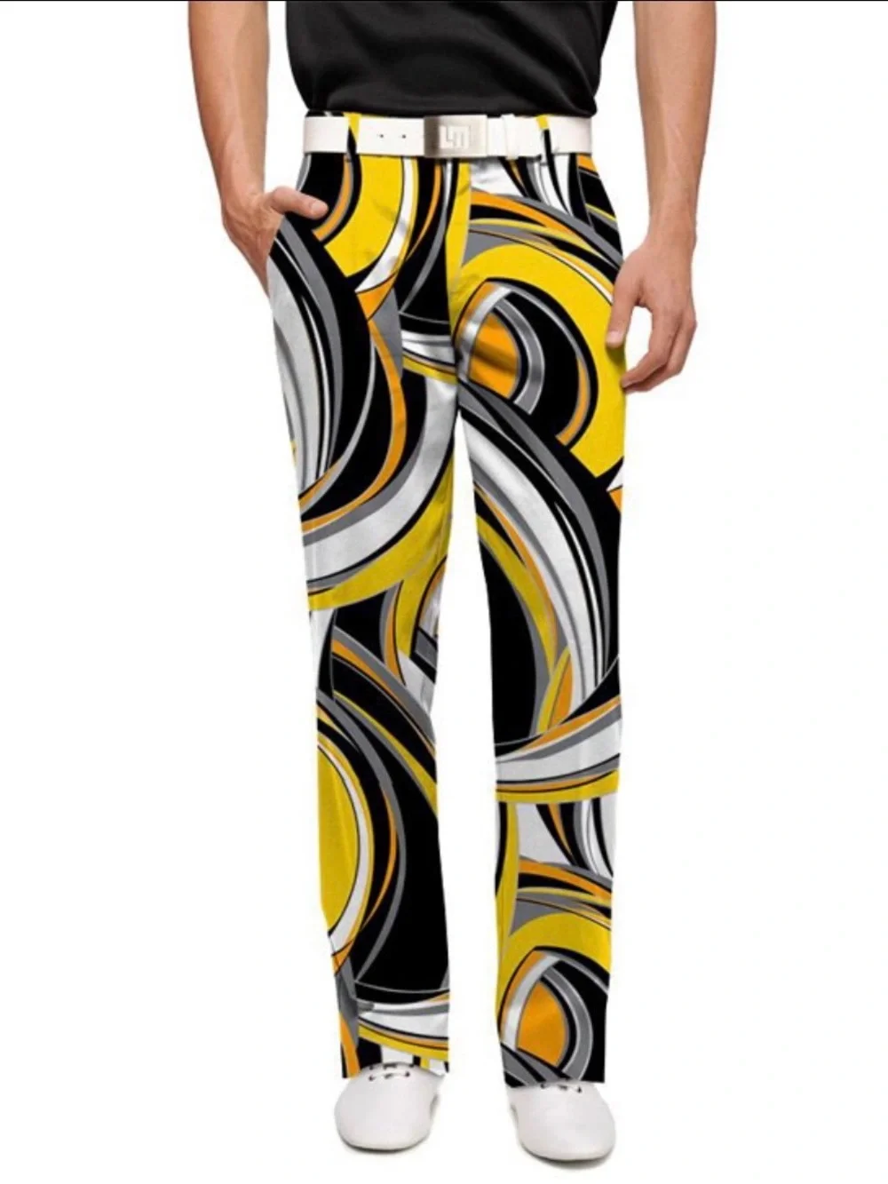 Loudmouth Golf Pants Swirls Gone Wild Yellow/Black Men’s Size 32x32
